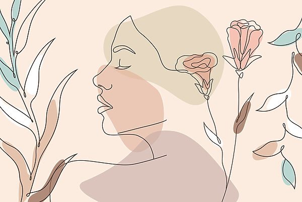 Visage de femme avec des fleurs Visage de femme avec des fleurs