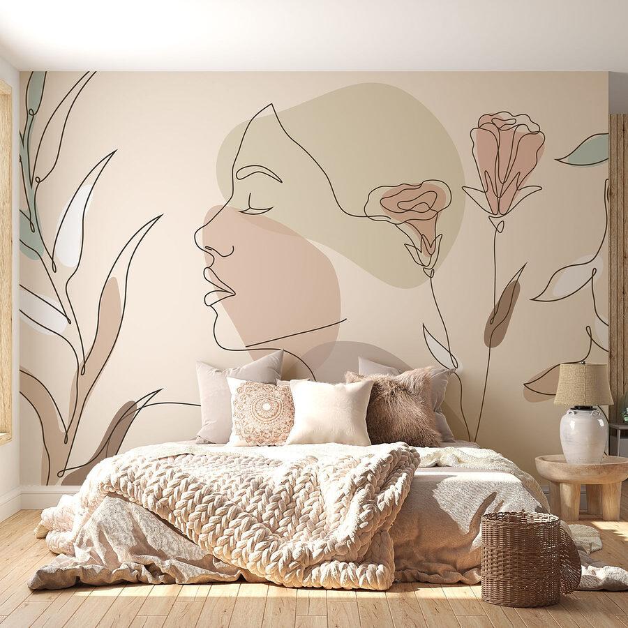 Visage de femme avec des fleurs