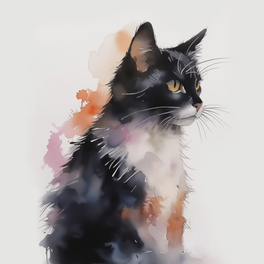 Chat au visage blanc et noir