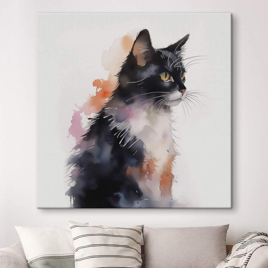 Chat au visage blanc et noir