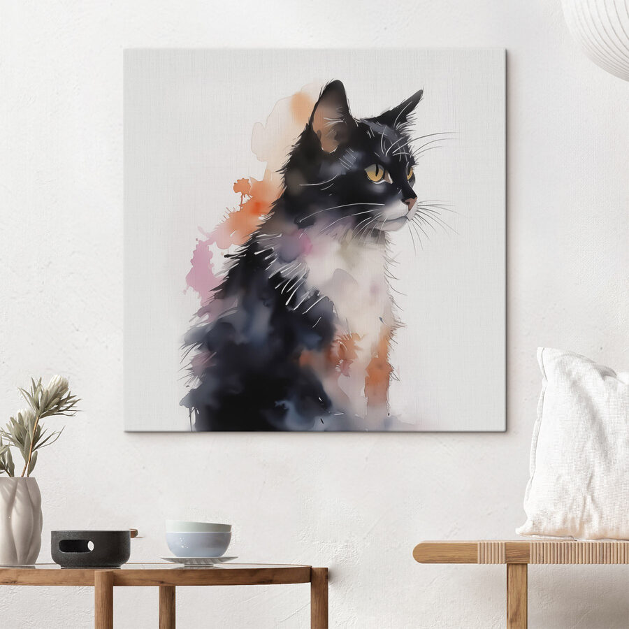 Chat au visage blanc et noir