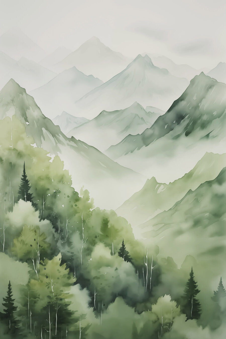 Peinture d'une chaîne de montagnes