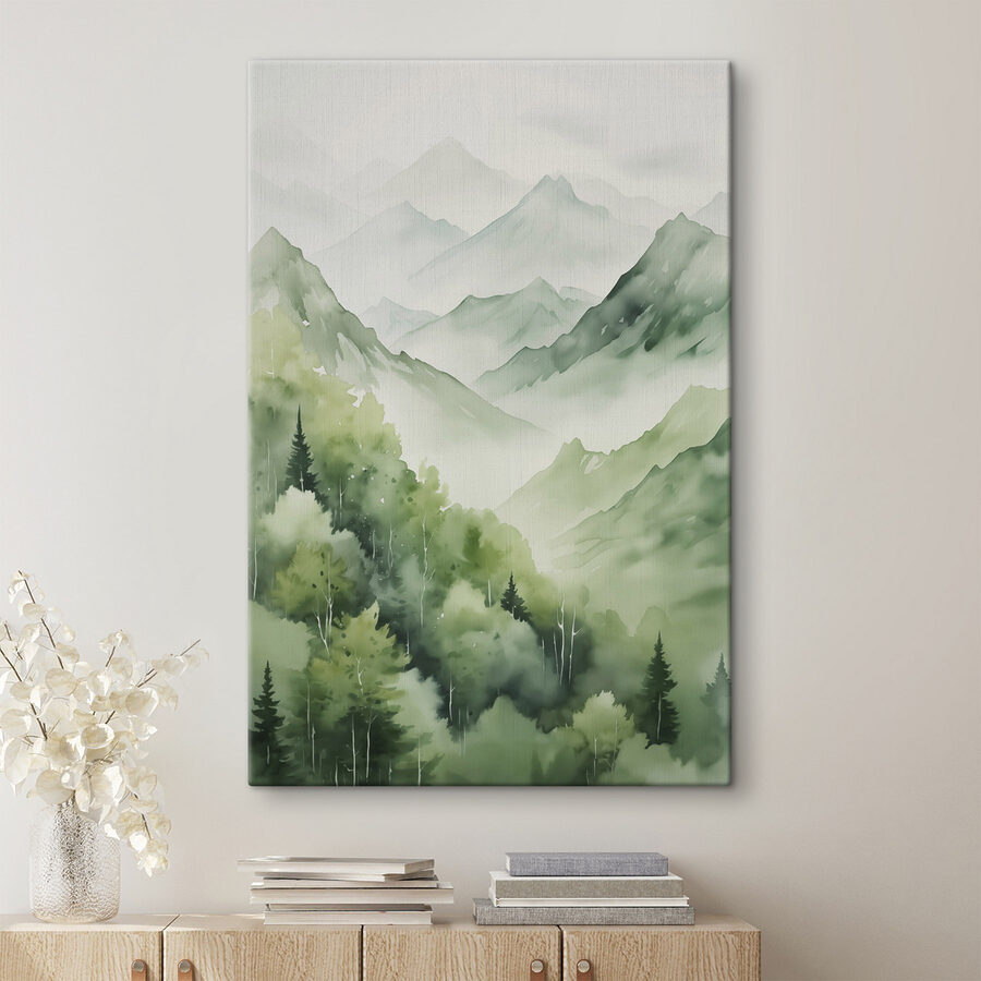 Peinture d'une chaîne de montagnes