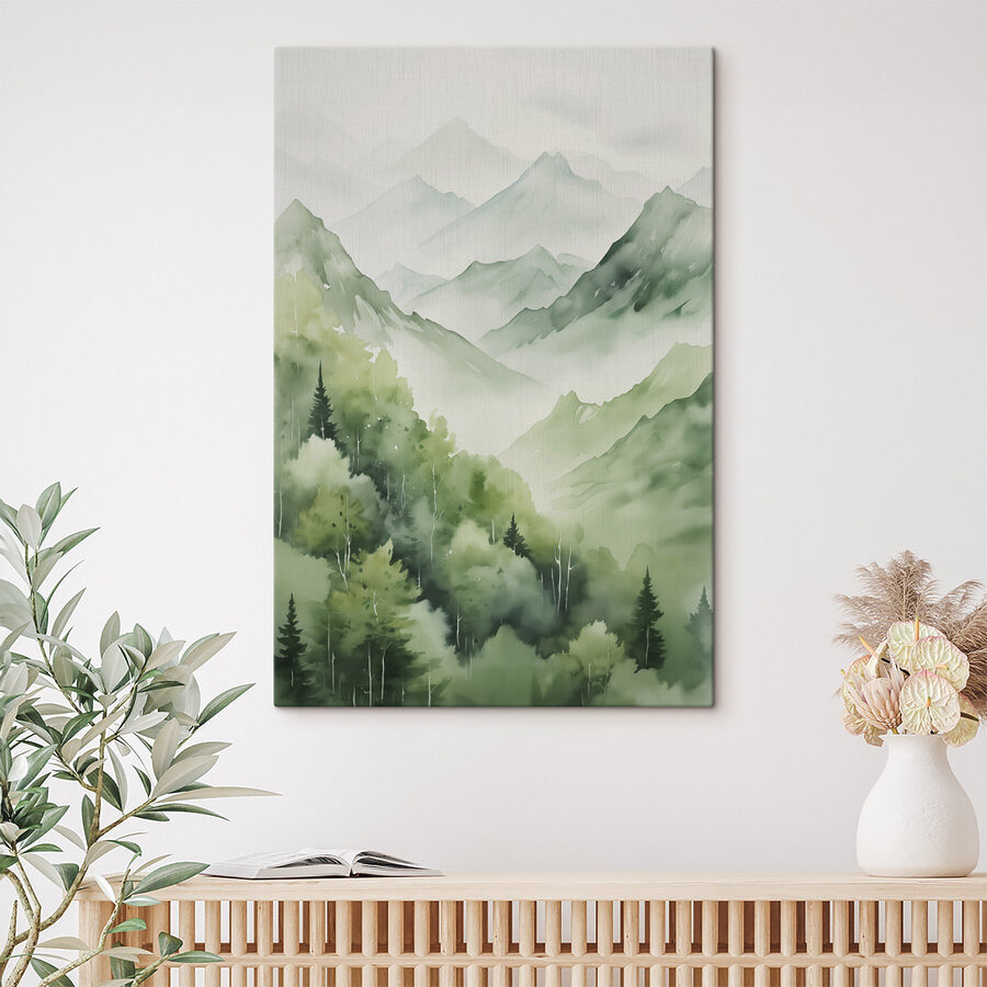 Peinture d'une chaîne de montagnes