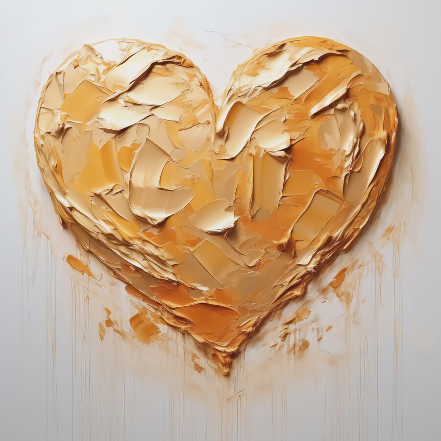 Objet en forme de cœur avec une éclaboussure de peinture