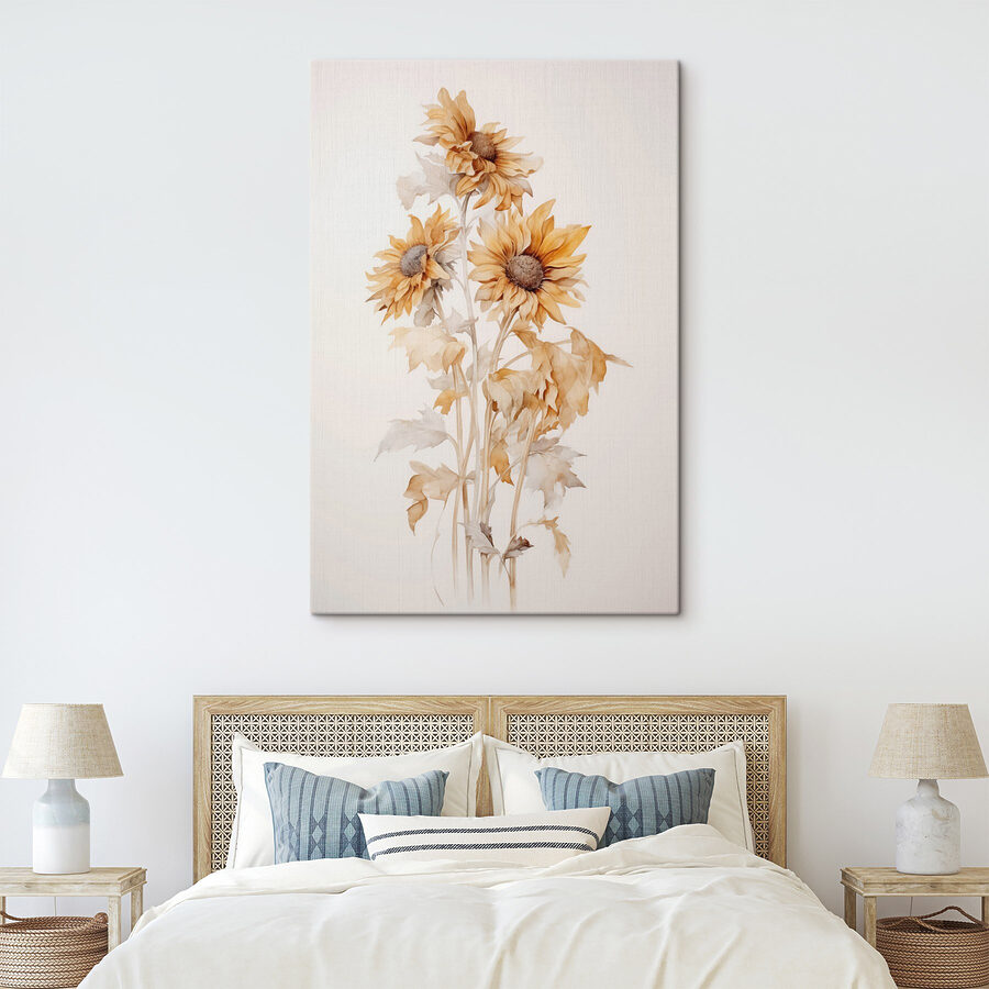 Peinture de tournesols sur fond blanc Peinture de tournesols sur fond blanc