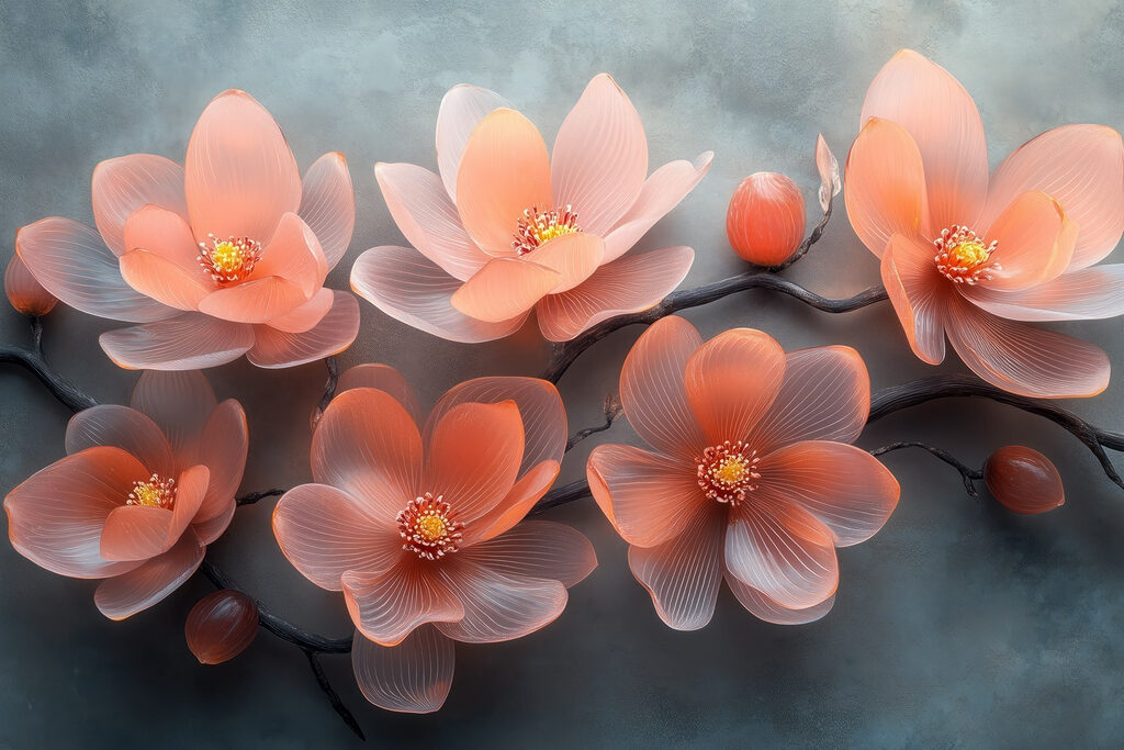 Groupe de fleurs roses sur une branche Groupe de fleurs roses sur une branche