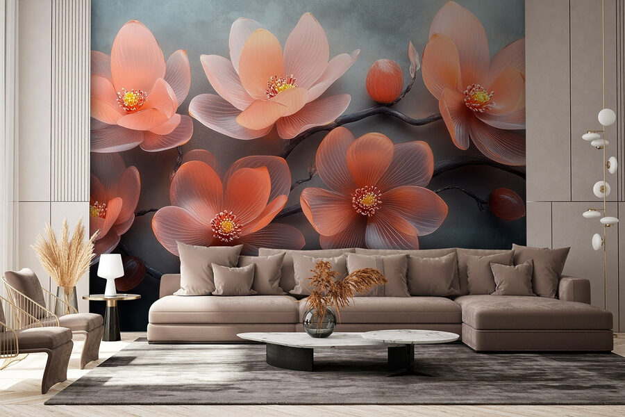 Groupe de fleurs roses sur une branche