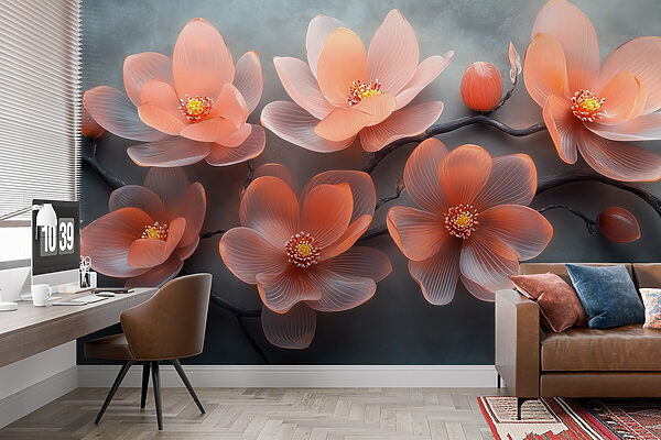 Groupe de fleurs roses sur une branche Groupe de fleurs roses sur une branche