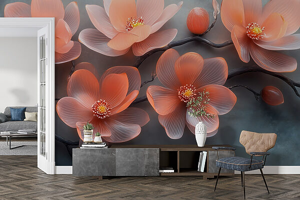 Groupe de fleurs roses sur une branche Groupe de fleurs roses sur une branche