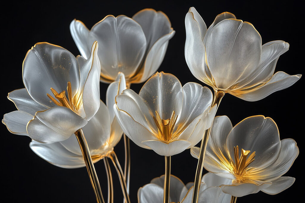 Groupe de fleurs en verre Groupe de fleurs en verre