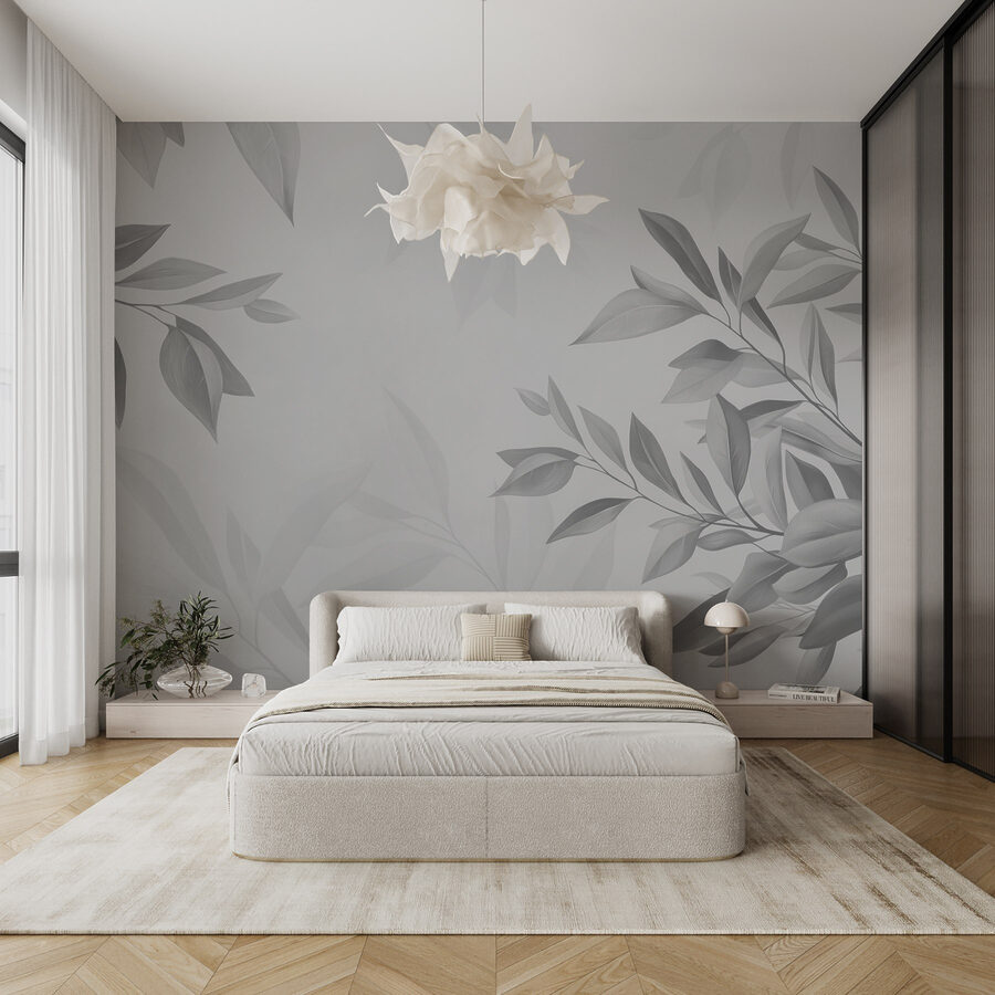 Feuilles douces sur une toile de fond discrète