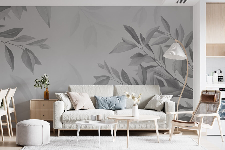 Feuilles douces sur une toile de fond discrète