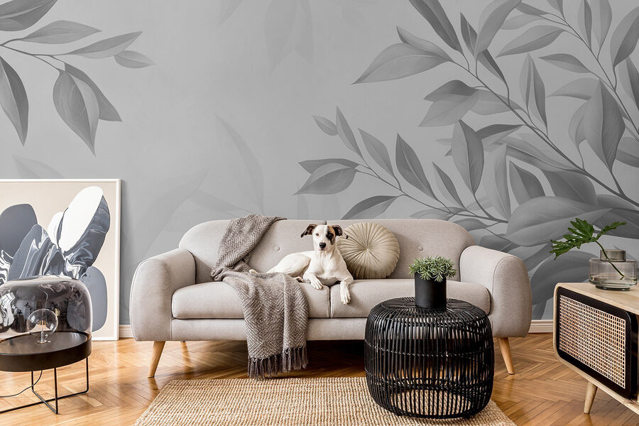 Feuilles douces sur une toile de fond discrète