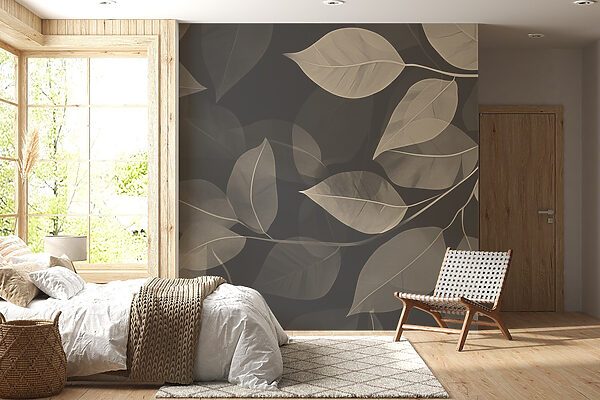 Feuilles douces sur fond de toile sombre Feuilles douces sur fond de toile sombre