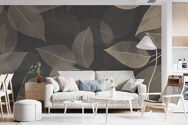 Feuilles douces sur fond de toile sombre Feuilles douces sur fond de toile sombre