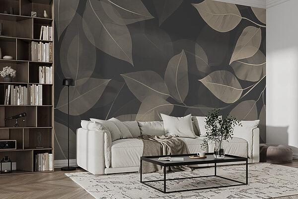 Feuilles douces sur fond de toile sombre Feuilles douces sur fond de toile sombre