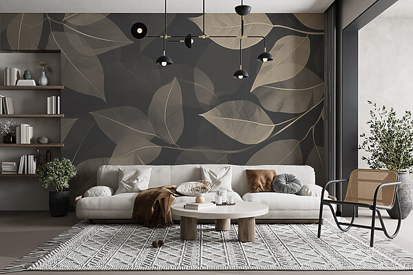 Feuilles douces sur fond de toile sombre Feuilles douces sur fond de toile sombre