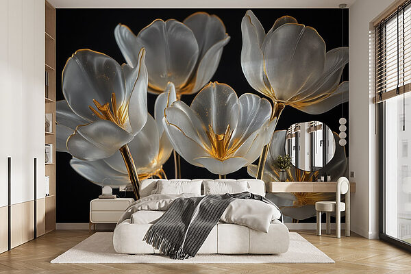 Groupe de fleurs en verre Groupe de fleurs en verre