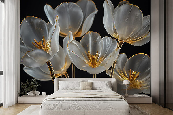 Groupe de fleurs en verre Groupe de fleurs en verre