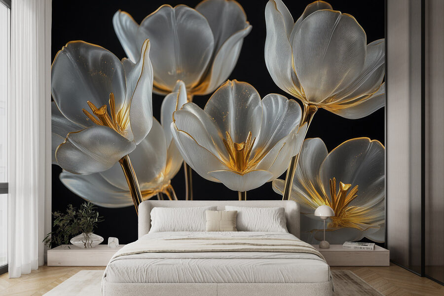 Groupe de fleurs en verre Groupe de fleurs en verre