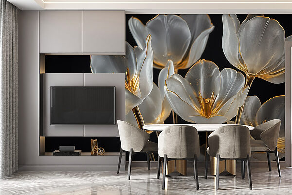 Groupe de fleurs en verre Groupe de fleurs en verre