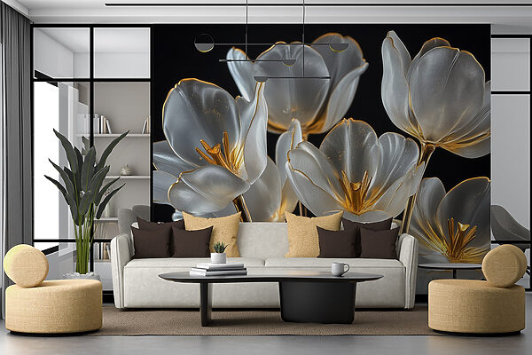 Groupe de fleurs en verre Groupe de fleurs en verre