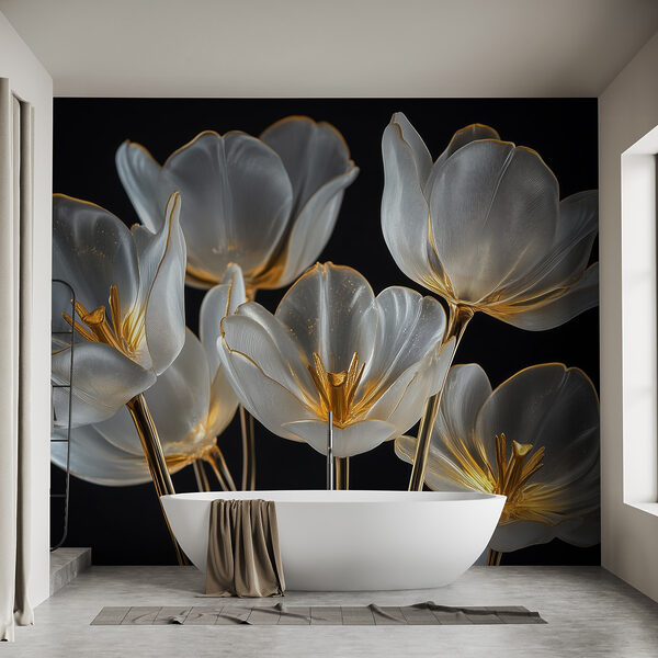 Groupe de fleurs en verre Groupe de fleurs en verre