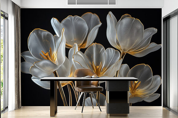 Groupe de fleurs en verre Groupe de fleurs en verre