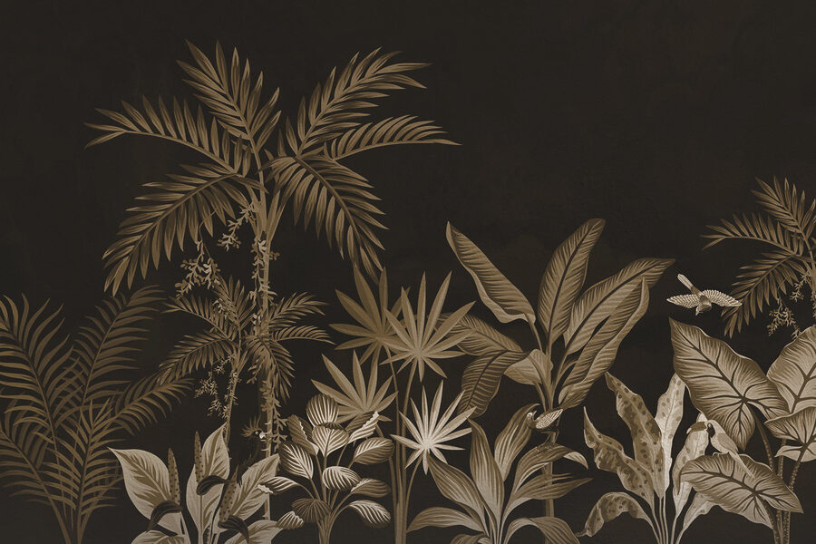 Papier peint avec des plantes et des feuilles