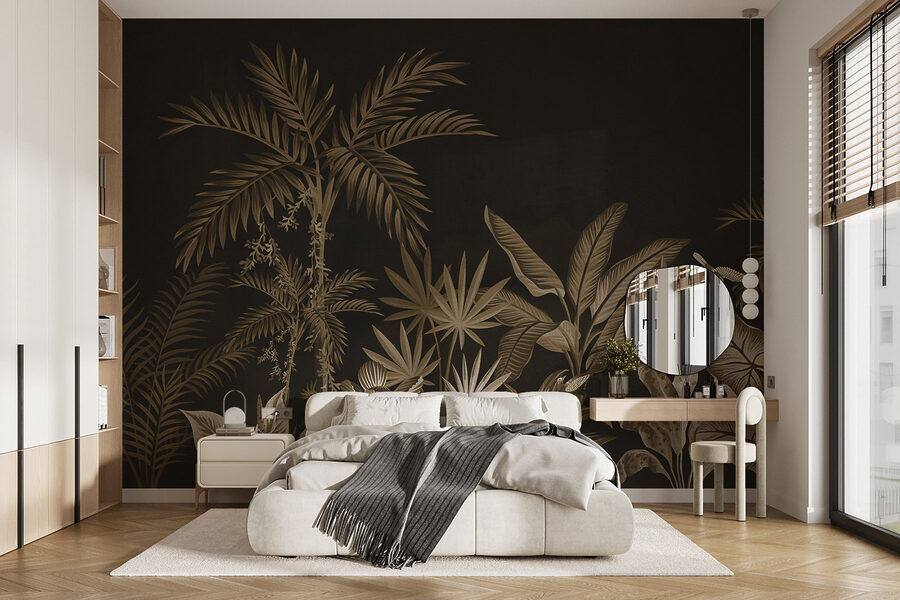 Papier peint avec des plantes et des feuilles
