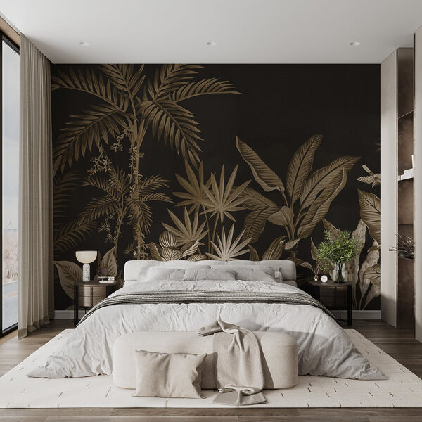 Papier peint avec des plantes et des feuilles Papier peint avec des plantes et des feuilles