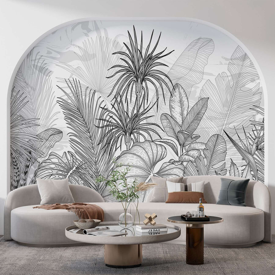 Dessin de plantes en noir et blanc