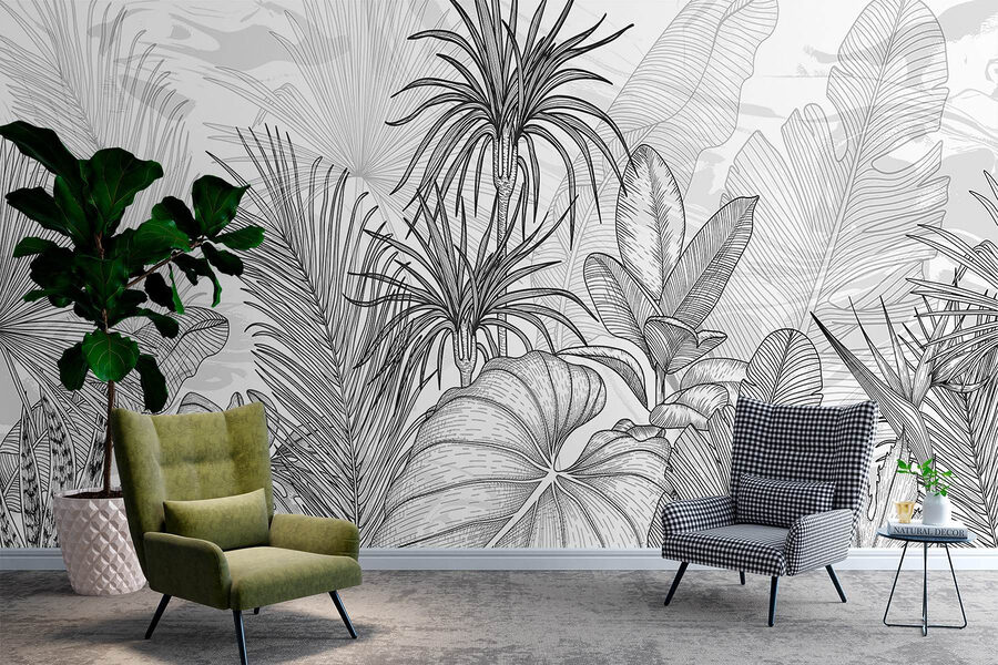 Dessin de plantes en noir et blanc