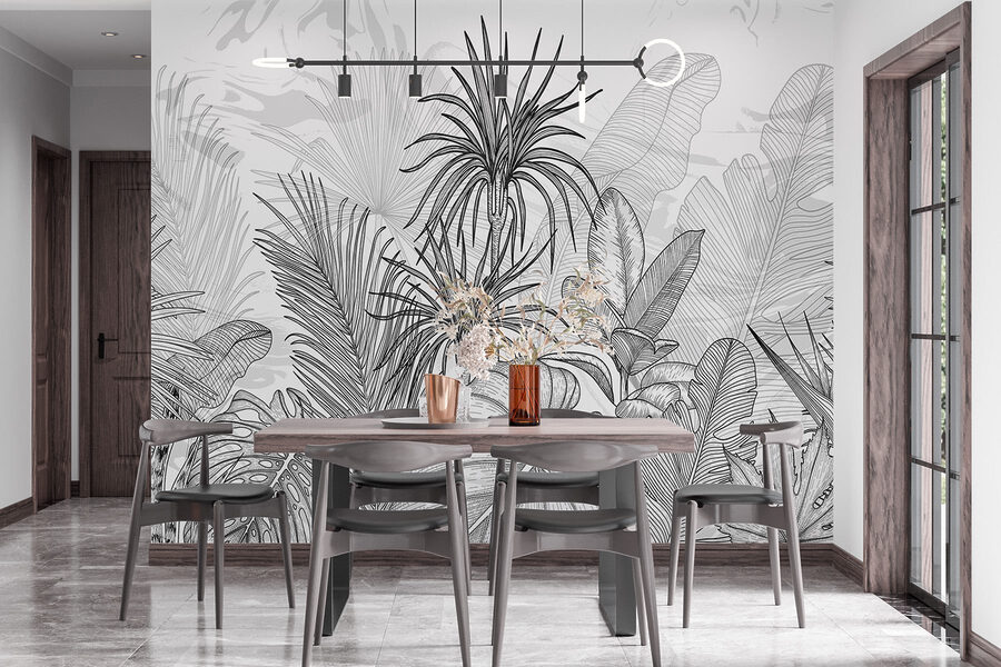 Dessin de plantes en noir et blanc