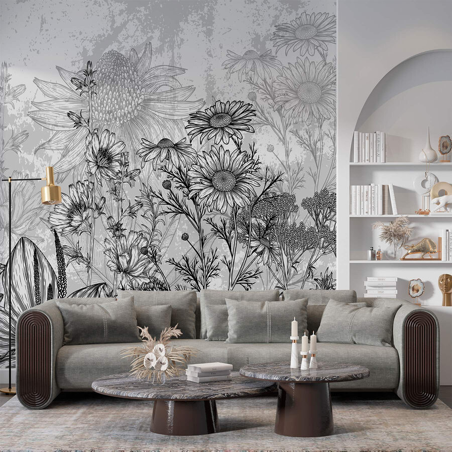 Image de fleurs en noir et blanc