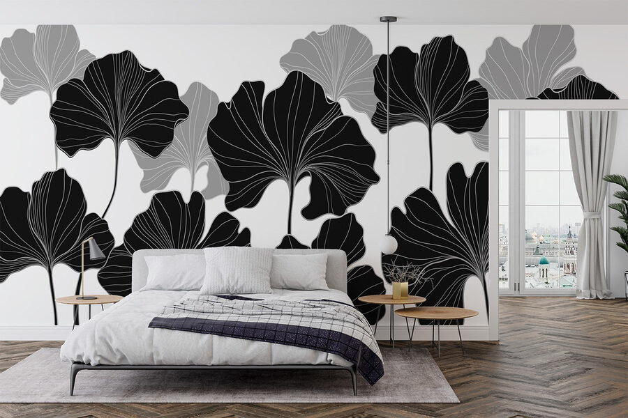 Motif floral noir et blanc