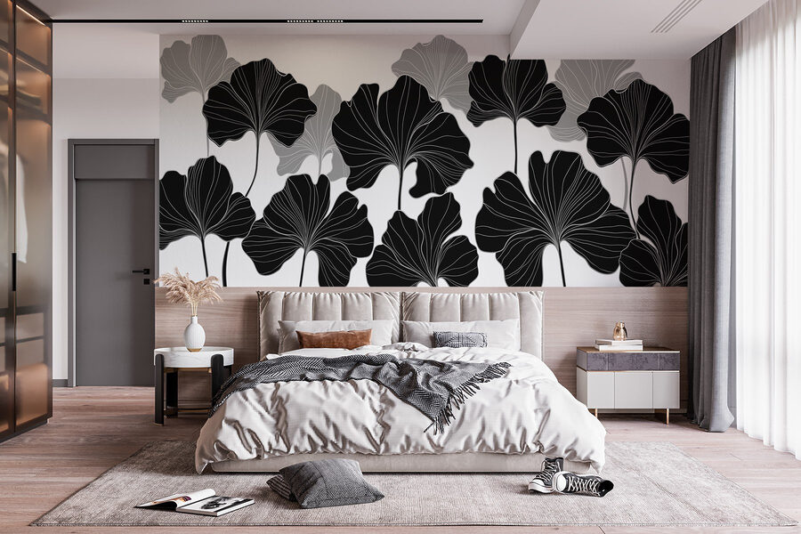Motif floral noir et blanc