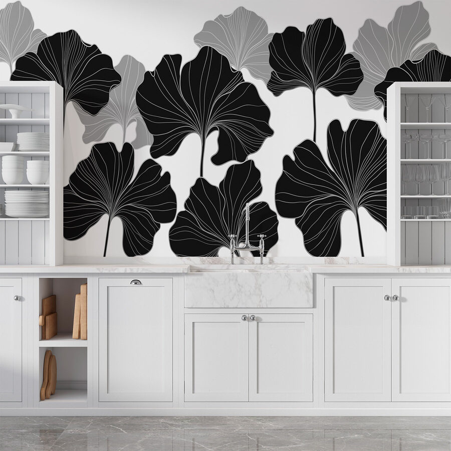 Motif floral noir et blanc