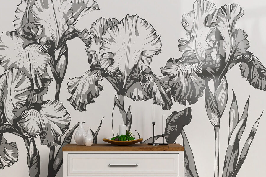 Groupe de fleurs avec feuilles
