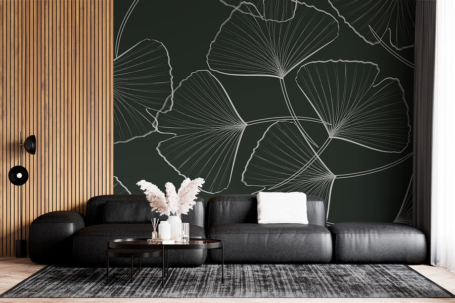 Motif de feuilles sur fond noir