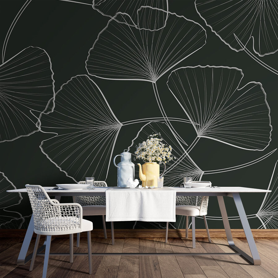 Motif de feuilles sur fond noir