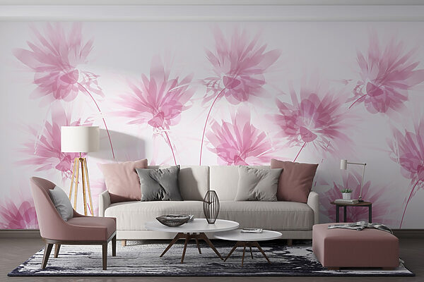 Papier peint Papier peint Groupe de fleurs roses (UGS : w02561)