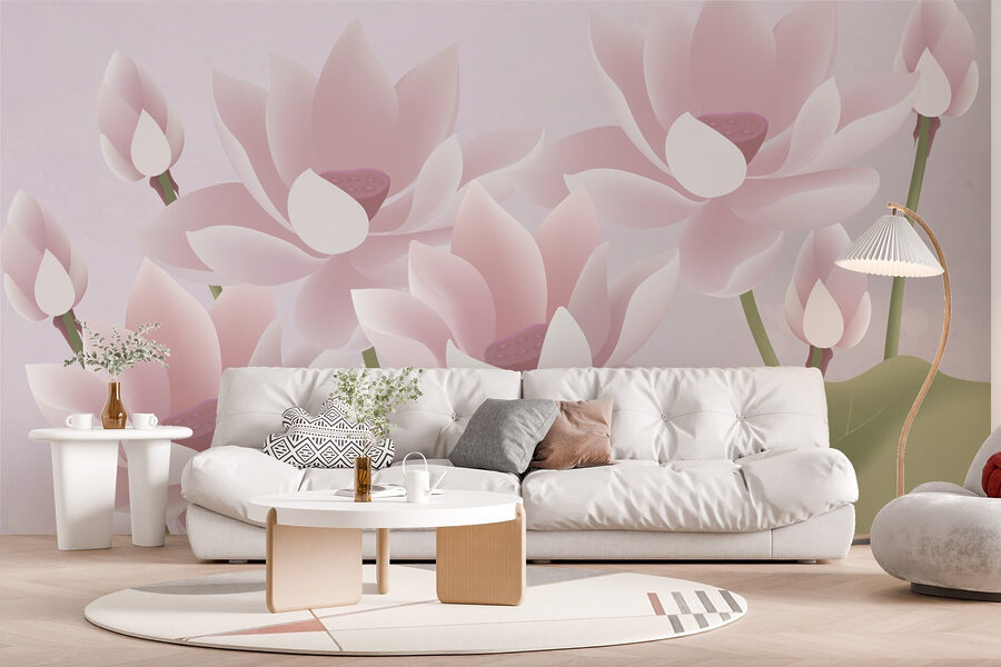 Groupe de fleurs roses