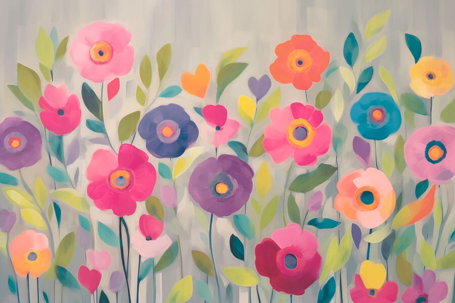 Peinture de fleurs et de feuilles