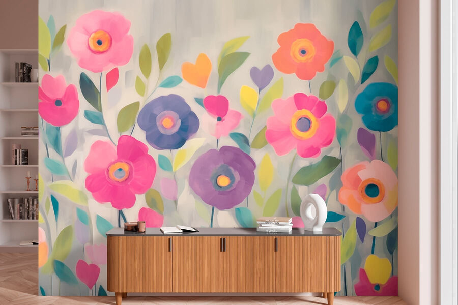 Peinture de fleurs et de feuilles
