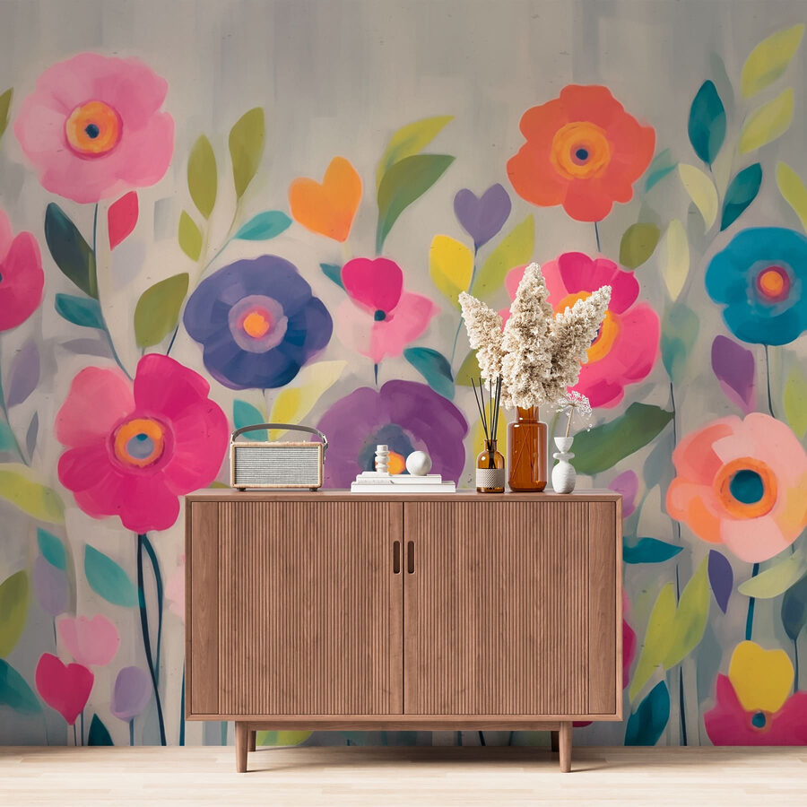 Peinture de fleurs et de feuilles