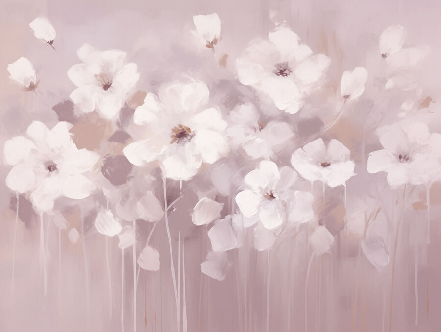 Peinture de fleurs blanches
