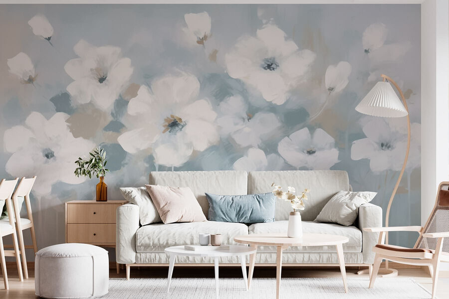 Peinture de fleurs blanches
