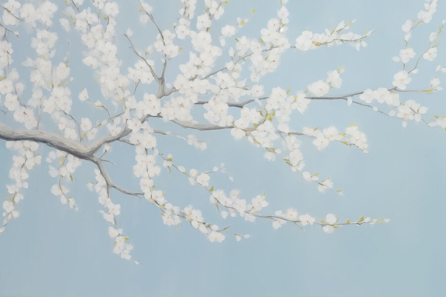 Peinture d'un arbre avec des fleurs blanches Peinture d'un arbre avec des fleurs blanches